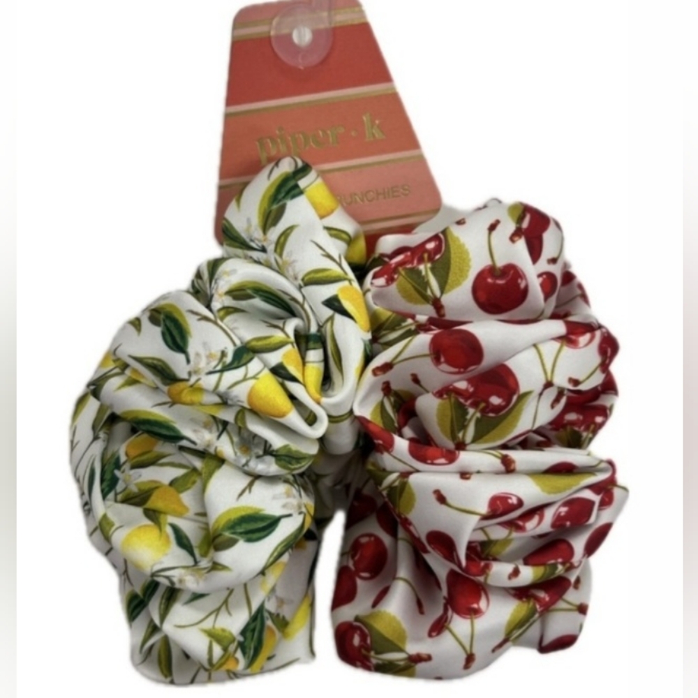 2-Set Giant Hair Scrunchie Cherry Lemon